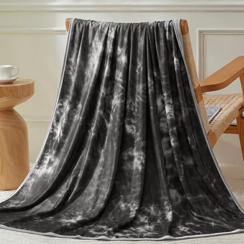 Image of Guohaoi Cooling Throw Blanket for Hot Sleepers, Full Size 60''x90'' Lightweight Breathable Summer Bed Blanket for Couch, Arc-Chill Q-Max >0.5 Cool Fiber,Lightweight Tie Dye Blanket Black