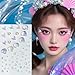 Glitter Rhinestone Tattoo Stickers for Makeup, Shell Fish Tail Flowers Face Eye Gems, Self Adhesive Face Jewelry with Ocean Color, Cute Mermaid Face Stickers, Birthday Rave Concert Party Supplies