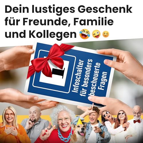 DankeDir! Infoschalter bescheuerte Fragen - 30 x 20 cm Schild - Geschenkidee Deko Partydeko Geschenk Party Kollegen Freunde - Türschild Spruchschild lustiger Spruch Geburtstagsgeschenk