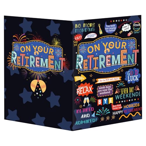 Gosknor Jumbo Retirement Greeting Card Black Farewell Greeting Card with Envelope Large Going Away Card Big Leaving Card Farewell Decorations Retirement Gift for Coworker