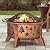 Sunjoy Fire Pit 30 in. Outdoor Wood-Burning Fire Pit, Patio Tree Motif Round Steel Firepit Large Fire Pits for Outside with Spark Screen and Poker