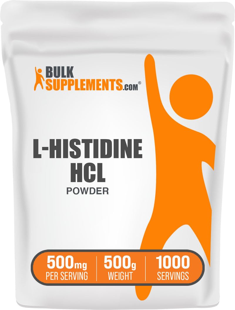 BulkSupplements.com L-Histidine HCl Powder - L-Histidine Supplement - Essential Amino Acid, Gluten Free, 500mg per Serving, 500g (1.1 lbs) (Pack of 1)
