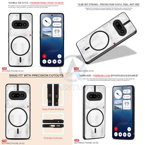 Image of AESTMO Nothing Phone 3A 5G Back Cover | 360 Protection | Crystal Clear Hard Back Transparent | Compatible with MagSafe Accessories for Nothing Phone 3A 5G (PC+TPU, Black Bumper)