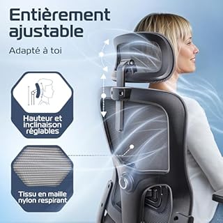 CLOUVOU Chaise Bureau Ergonomique BrightSeat [Élue N°1] Fauteuil de Bureau & Chaise Gaming | Charge maximale 150kg (Noir)