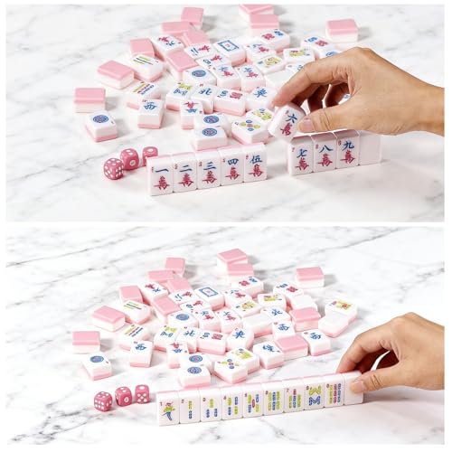 American Mahjong Set 166 piezas 1.2 pulgadas color rosa miniatura 2