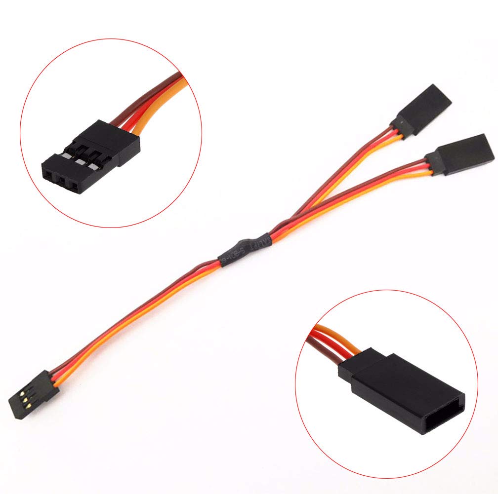 16 Pcs Servo Extension Cables & Y Harness Splitter Kit – 30-Core & 60-Core For RC Airplane, Car, Drone, Compatible With JR, Futaba, Spektrum (2.76", 3.54", 5.9" Lengths)