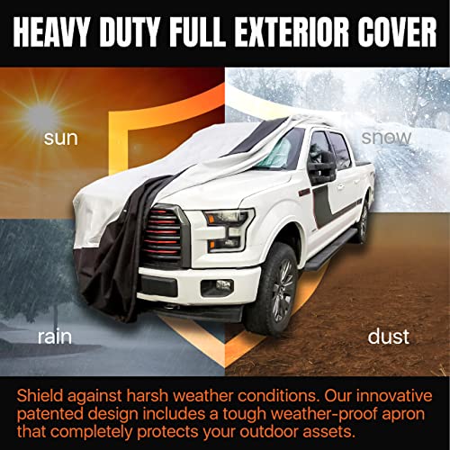 Coverseal Heavy Duty Truck Cover — Wind & Weather Resistant Patented Weighted Ground Conforming Apron Seal, 360° Ground Seal For Car Rodent Protection, Long Bed Truck Protector | 260" L X 85" W X 85" #TOP6