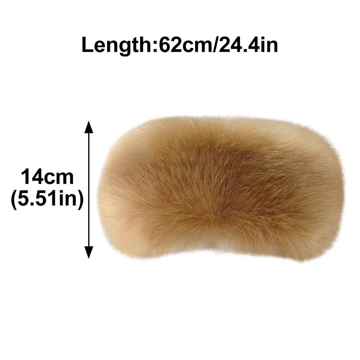 Queenbox Fluffy Fur Headband, Elastic Fuzzy Empty Top Hat Headwrap for Winter, Camel