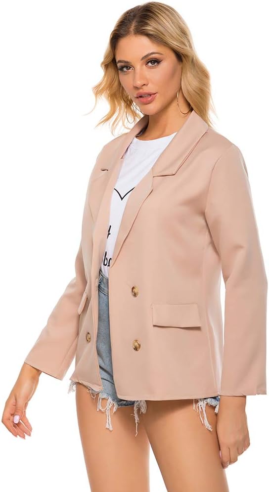 TRIBAB Coat, Casual Women Solid Leisure Suits Blazers Jackets Fashion Work Office Lady Slim Business Female Classic Coats Talever Overcoat (Color : Apricot, Size : L)