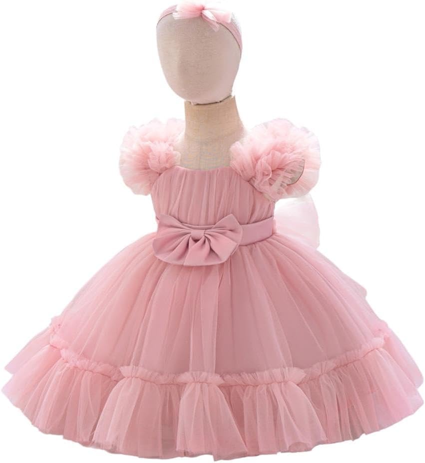 Dressy Daisy Baby Girls' Flower Girl Dress Tulle Ball Gown with Headband for Wedding, Party, Pageant or Special Occasions