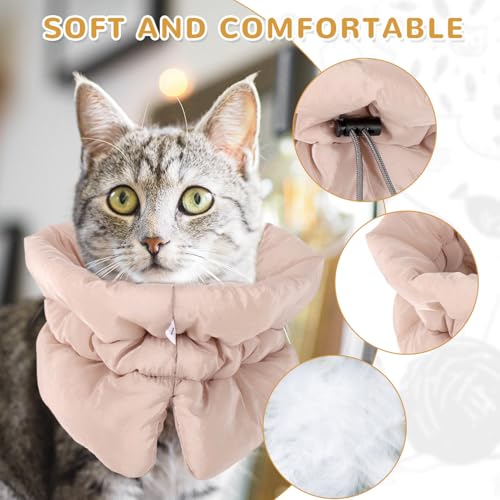 Image of BOXOB Adjustable Recovery Collar - Lightweight, Waterproof & Soft for Cats & Dogs Kitten Cone to Stop Licking After Surgery - Prevents Licking Wounds (S, Khaki)