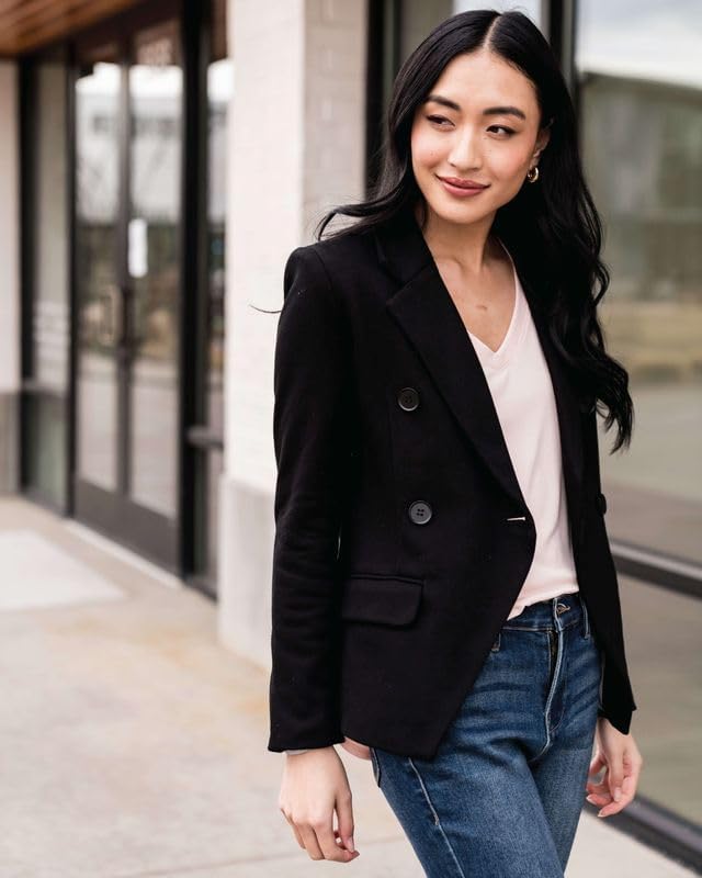 GIBSONLOOK Women's Double Breasted Blazer, Casual Work Wear, Fitted Blazer Jacket Open Front Long Sleeve Suit Jacket - Image 2