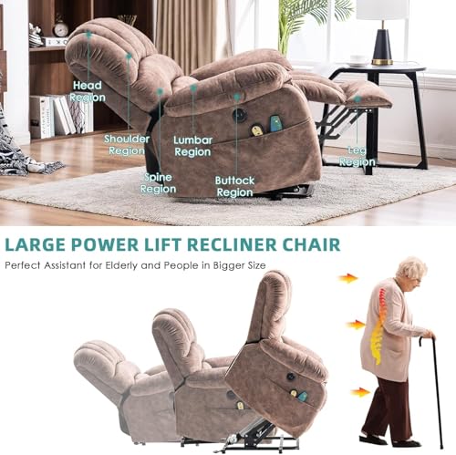 Sillón Eléctrico Plegable Tela Marrón miniatura 6