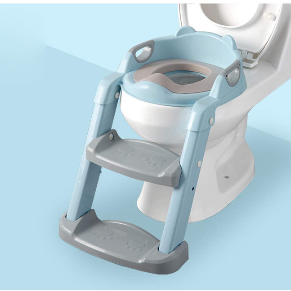 Riduttore Wc per Bambini con Scaletta Pieghevole, Toilette Trainer con Cuscino Tenero Modello Universale, Antiscivolo Pieghevole Portatile, Adatto a Bambini di Età Compresa Tra 1 e 7 Anni(B)