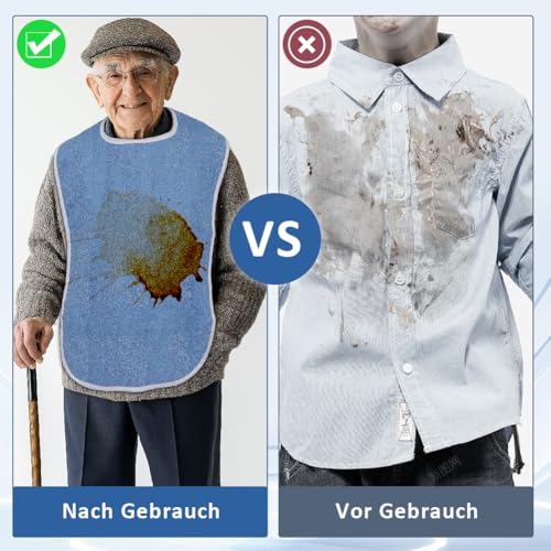 agctrler 4 Stück Lätzchen für Erwachsene Frottee, Erwachsenen Lätzchen Baumwolle Kleiderschutz für Erwachsene Waschbar, Latz für Senioren mit klettverschluss, Essen Latz Erwachsene Mutter Vater