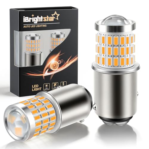 iBrightstar 1157 LED Bulb Amber, BAY15D 2057 2357 7528 LED Turn Signal Bulbs Super Bright for Vehicle Blinker Lights and Turn Signal Lights, 2 Pack