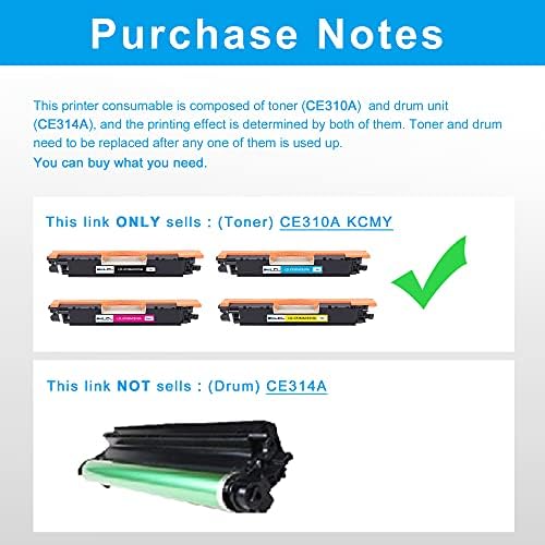 LCL Remanufactured Toner Cartridge 126A CE310A CE311A CE312A CE313A (4PK KCMY) Replacement for HP Laserjet Pro CP1020