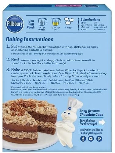German Chocolate Almond Cake Mix and Icing Bundle Includes Pillsbury Creamy Almond and German Chocolate Moist Supreme Cake Mixes, 15.25 Ounces Each and Pillsbury Vanilla and Coconut Pecan Frosting, 16 Ounces Each with Favoricks Silicone Spatula, Cake Baki - Thumbnail 4