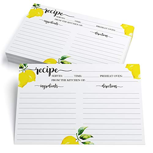 Zen Earth Kitchen Recipe Card Set - 4x6 Inch Elegant, Cute Notecards