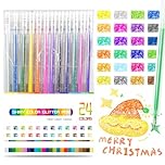 SAYEEC Glitter Gel Pens, 24 Colored Metallic Gel Pens Set, 1.0mm Super Sparkle Gel Ink Pens, Art Glitter Paint Markers for Adult Coloring Books Scrapbook Journaling Drawing Doodling Note Taking Crafts