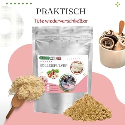 Gino Gelati Rolleis Pulver, verschiedene Varianten und größen, Intensiver Geschmack, Made in Germany, schnelle und einfache Zubereitung auch ohne Eismaschine (333 g, Kaugummi) – Bild 7