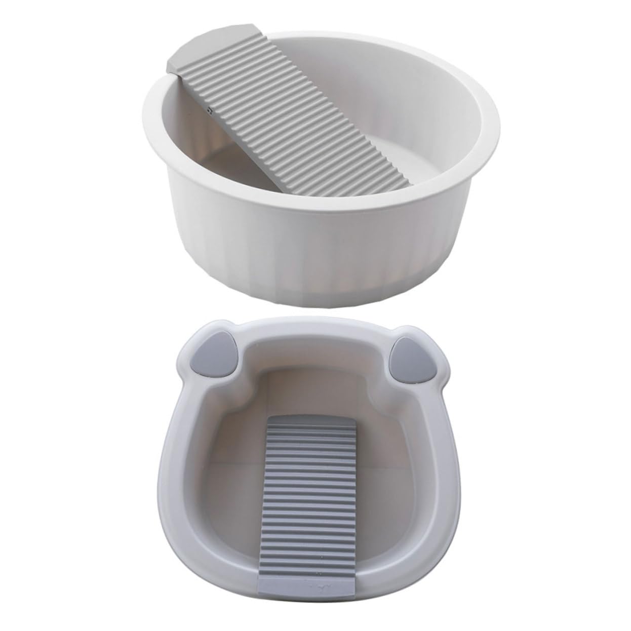 Cabilock 2stücke Multifunktionale Wäschewanne Mit Integriertem Waschbrett Robustes Teilige Design Für Handwäsche Und Fußbad Für Zuhause Und Reisen Aus Dickem Kunststoff Vielseitig