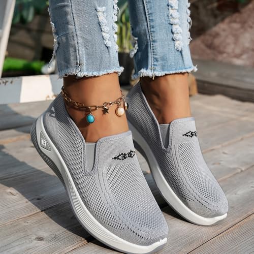 Women's Woven Orthopedic Breathable Soft Shoes Slip On Hands Free Mesh Comfortable Lightweight Soft Sole Sneakers Walking Casual Running Diabetic Foam Shoes Outdoor Fashion Sneakers2