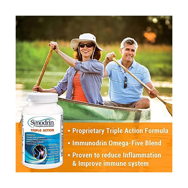 SYNODRIN Triple Action Complete Joint Health Support Supplement with Omega-5, Glucosamine, Turmeric, Boswellia, Hyaluronic Acid & Black Pepper Extract - 90 Capsules