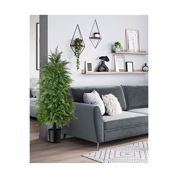 2 pack 4ft artificial cedar topiary trees for outdoor front porch decor uv rated fake potted plants for indoor and outdoor use  urban country home decor