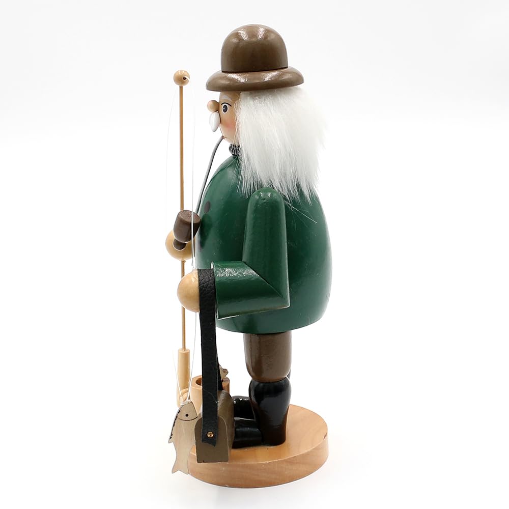 Dekohelden24 Holz Räuchermann als Angler, L/B/H 11,5 x 11 x 20 cm