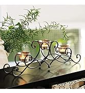 Adeco Iron Candle Holder Black with Antique Finished Candelabra for 3 Tea Lights Chiristmas Hallo...