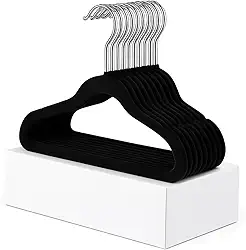 Cabide de Veludo Infantil Antideslizante Azul, Bege, Preto e Rosa (20, Preto)