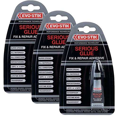 Evo Stick 3 x EvoStik 5g Serious Super Glue, Solvent Free & NonDrip