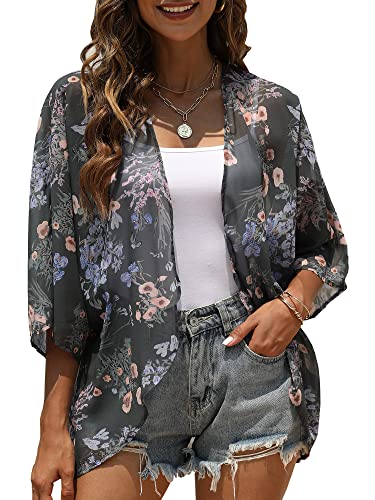 Image of Chunoy Women Short Sleeve Chiffon Kimono Beach Swimsuit Cover Up