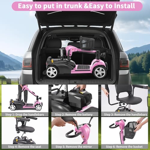 Image of Mobility Scooter for Seniors /Adults,20 /35 Miles up to 300lbs Capacity, 4 Wheels Mobility Scooters 350W 7MPH,USB Charging Detachable Lithium Battery with Rear Mirror