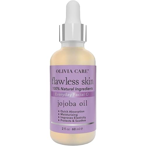OLIVIA CARE Aceite facial esencial de Jojoba Everyday Flawless 100% natural. Nutritivo, regordete, revitalizante, hidratante, calmante y calmante.