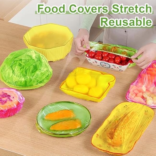 Bowl Covers Reusable Elastic Plastic Wrap for Food Storage Fresh Keeping Stretch Bags Bowl Covers for Bread Proofing Alternative to Foil for Family Outdoor Picnic Sourdough Baking 3 Size (60)
