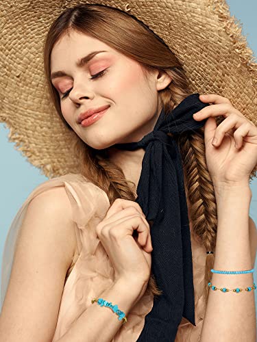 3 Pcs Turquoise Gold Beaded Bracelets for Women Western Bracelets Round Beads Dainty Bracelet Bohemian Jewelry2