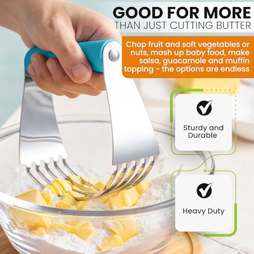 Image of Spring Chef Large Dough Blender For Baking - Durable Pastry Blender - Teal