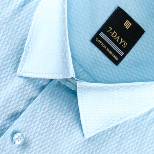 Image of 7-DAYS Premium Men's Formal Shirts - Cotton Rich, Textured Self-Design, Full Sleeve, Regular Fit, Wrinkle Resistant, with Pocket - Perfect for Office