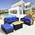 6 Pieces Patio Sofa Outdoor Chairs Outdoor Patio Furniture Outdoor Propane Fire Pit Table Patio Furniture Set Outdoor Fire Pits Anti-Slip Cushions Waterproof Covers(Blue)