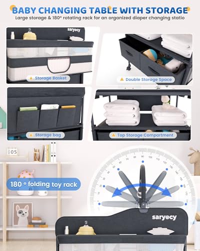 image for Saryocy Baby Changing Table with Storage, Versatile Folding Changing T