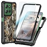 for Motorola Moto G Power 5G 2025 Case with Screen Protector, Military-Grade Shockproof Full Body Protection, Silicone Bumper & Hard PC Back for Moto G Power 2025, Camouflage Wood