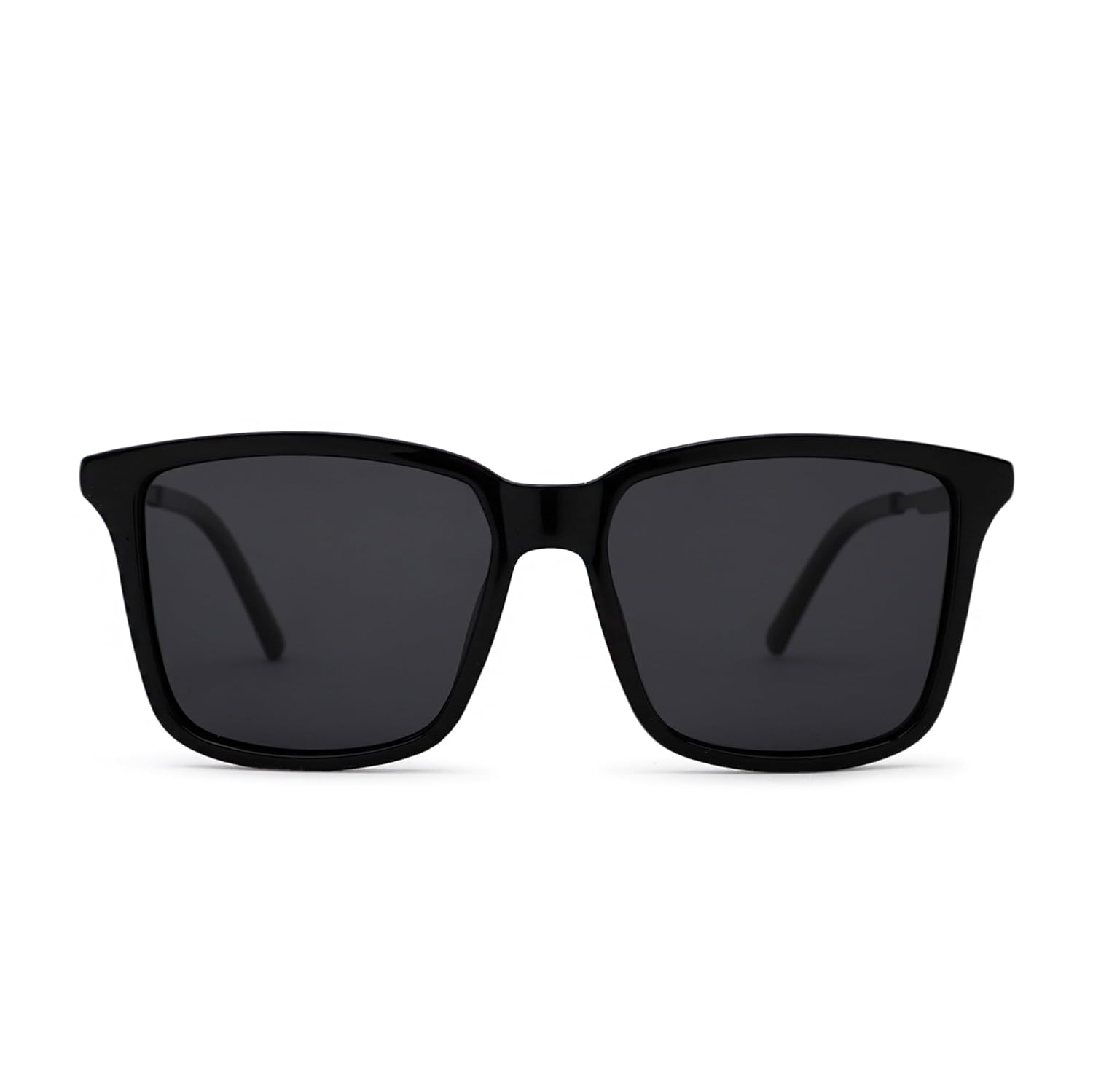 Intellilens | Branded Latest and Stylish Sunglasses | Polarized and 100% UV Protected | Light Weight, Durable, Premium Looks | For Men | Black Lenses | Square Wayfarer | Medium