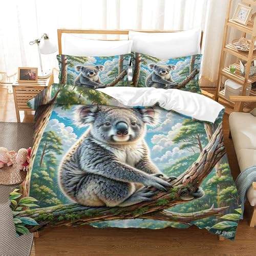Housse de couette koala 3D 140x200 parure de lit microfibre enfant - 2