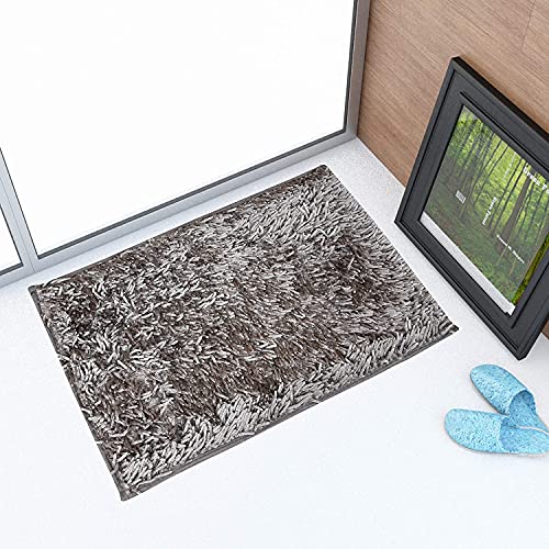 Image of CASA-NEST Premium Anti Skid Bath Mat,Super Soft Doormat,Shaggy Microfiber,Washable,Size=16x24 Inch,Color-Grey