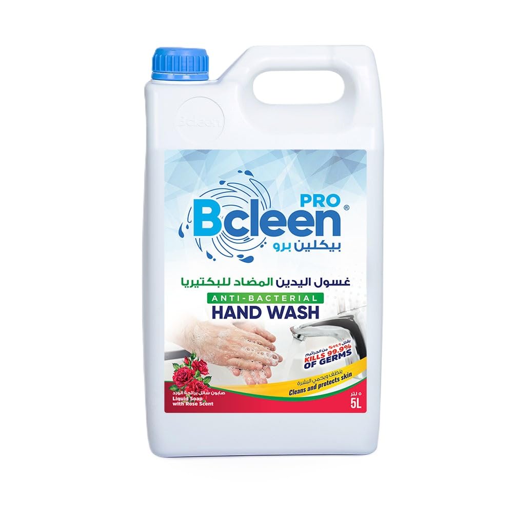 Bcleen بيكلين Antibacterial Hand Wash Soap Liquid Refill With Moisturizing Rose Scent, 5 Litres