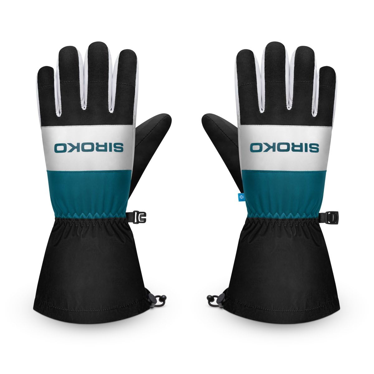 SIROKO Guantes térmicos para esquí esquí y Nieve Misty Black Negro