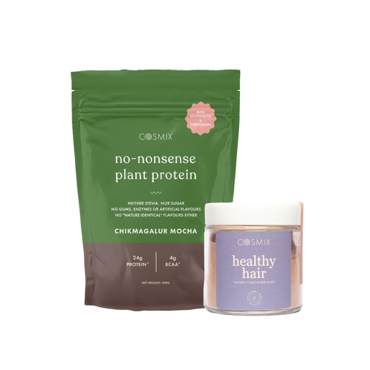 Cosmix Hair Essential Protein Bundle | For Healthy Hair and Scalp | No-Nonsense Plant Protein & Healthy Hair | Superfood Blend with Berries, Amla & Bamboo Shoot | 24g protein/serving(Mocha)-image-15