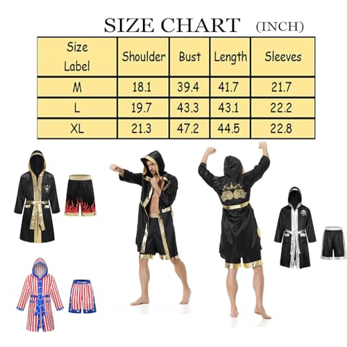 Colorful House Men'S Satin Black Boxing Robes Adult Hooded Boxing Costume With Shorts Set thumb #4